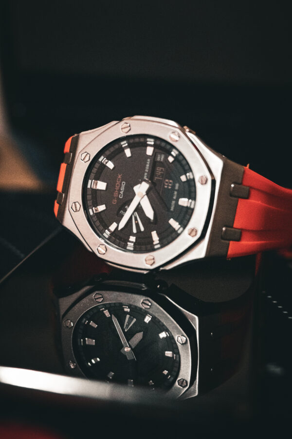 Custom G-Shock GA2100 Casioak - Orange Silver | Men's watch | Gift for him