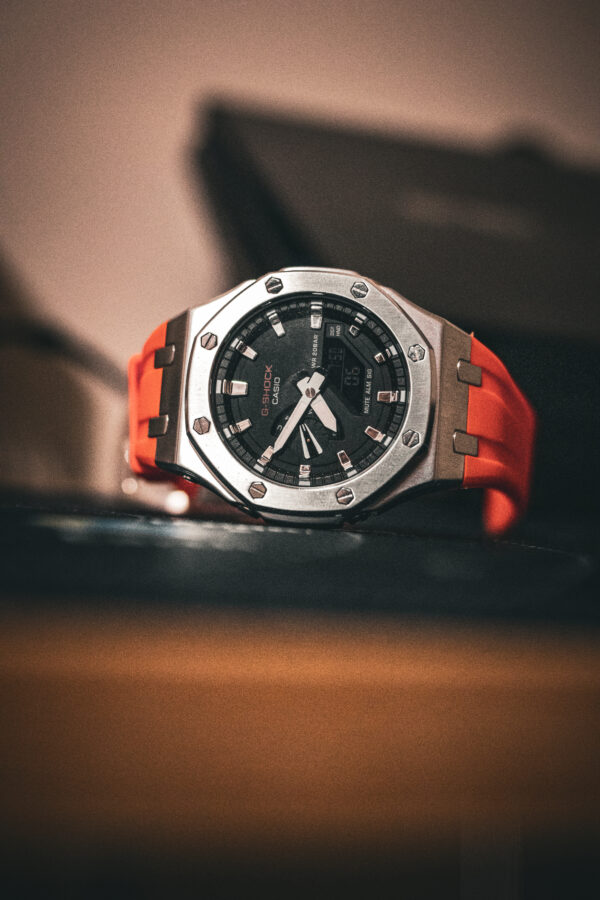 Custom G-Shock GA2100 Casioak - Orange Silver | Men's watch | Gift for him - Image 6