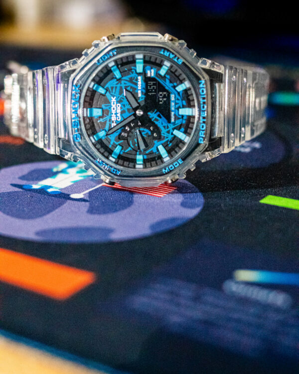 Casio Mod GShock GMAS2100 Jellyfish & blue abstract- High-Quality CasiOak Mod - Customized Hand painted wrist watch - Image 2