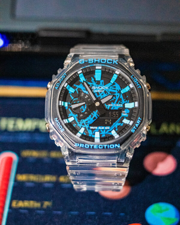 Casio Mod GShock GMAS2100 Jellyfish & blue abstract- High-Quality CasiOak Mod - Customized Hand painted wrist watch