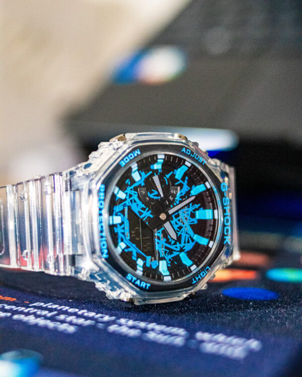 Casio Mod GShock GMAS2100 Jellyfish & blue abstract- High-Quality CasiOak Mod - Customized Hand painted wrist watch - Image 3