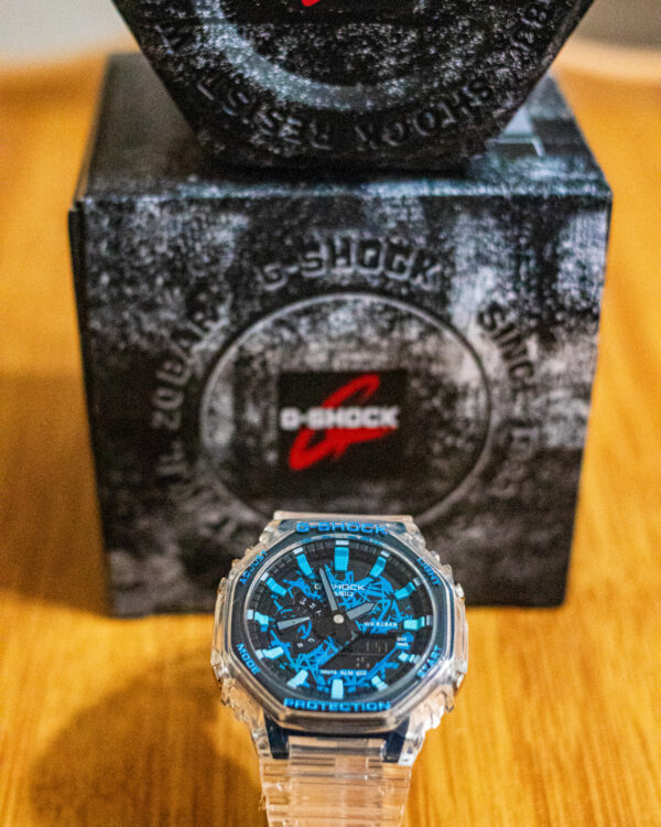 Casio Mod GShock GMAS2100 Jellyfish & blue abstract- High-Quality CasiOak Mod - Customized Hand painted wrist watch - Image 5